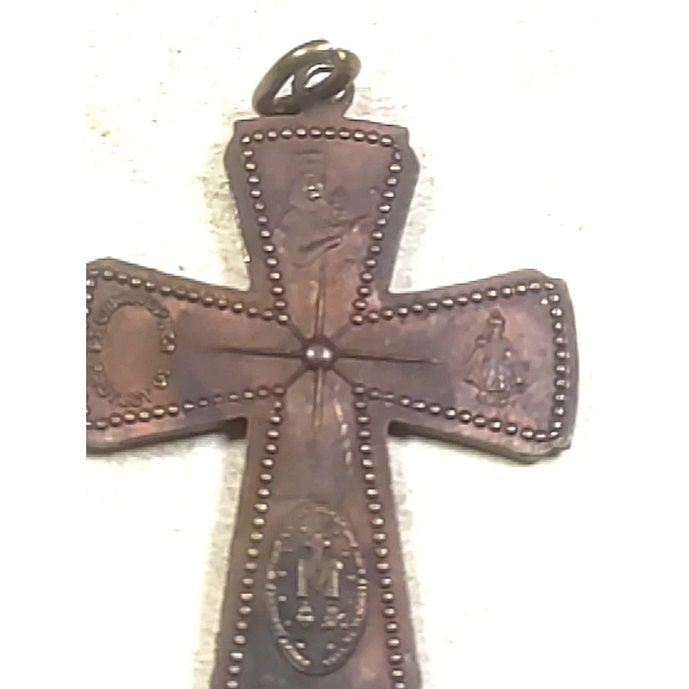 1830 Anique Copper/ Brass cross Catholic Saints Pendant